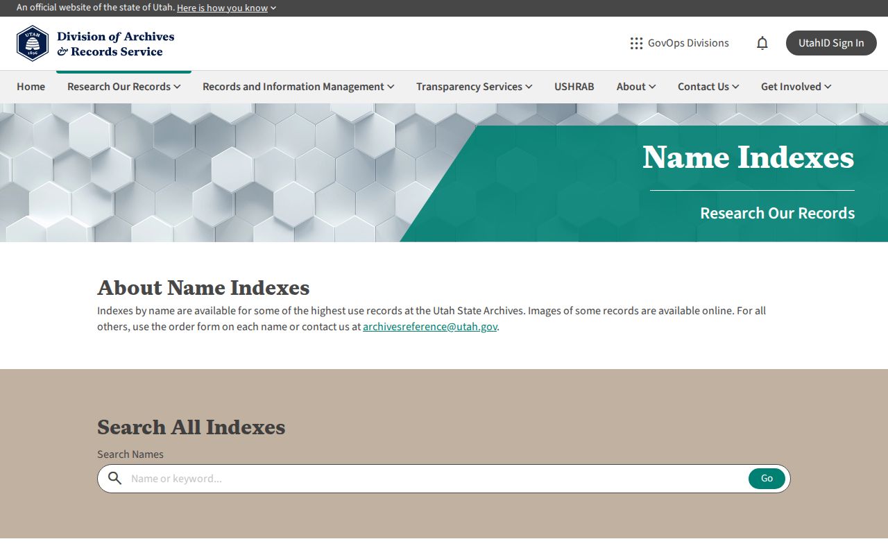 Millcreek people search in Utah Archives name indexes