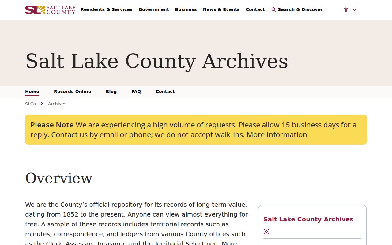 Millcreek people directories Salt Lake County Archives family history gateway