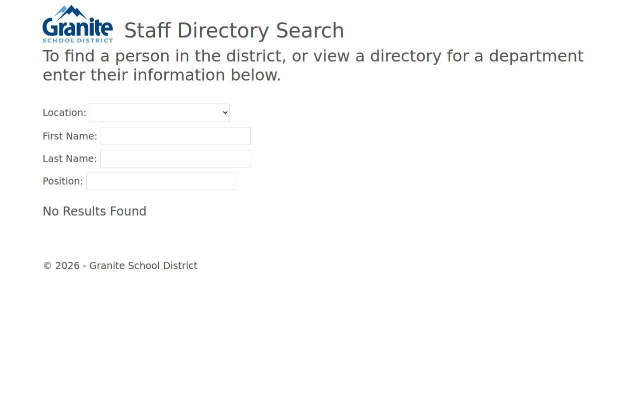 Millcreek people directories Granite School District search fields