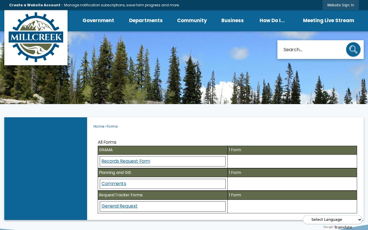 Millcreek public records city GRAMA request form