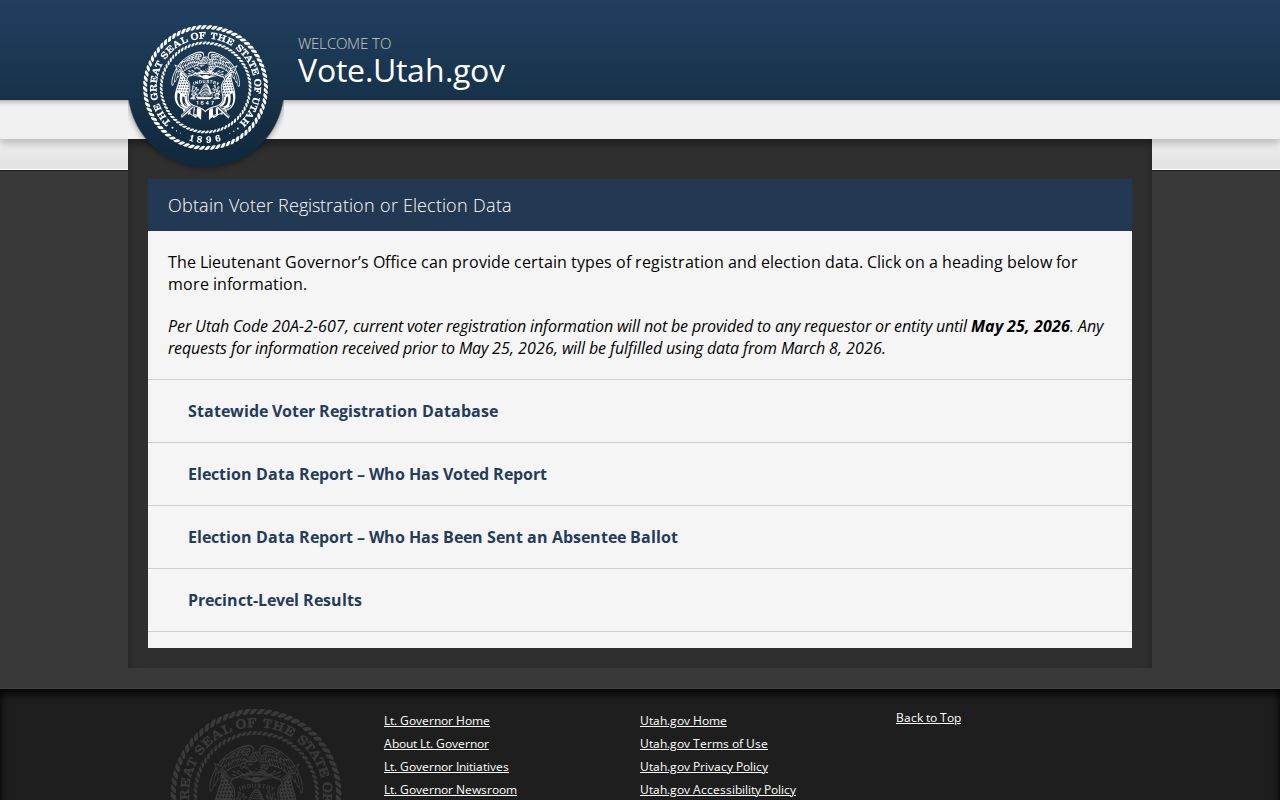 Millcreek voter records statewide file request and pricing